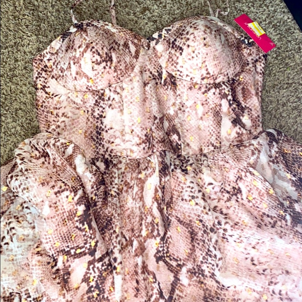 Snake print chiffon formal short dress